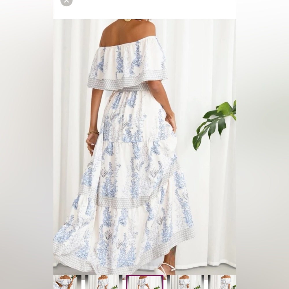 Beautiful off shoulder, tiered ruffle maxi dress - Picture 2 of 9